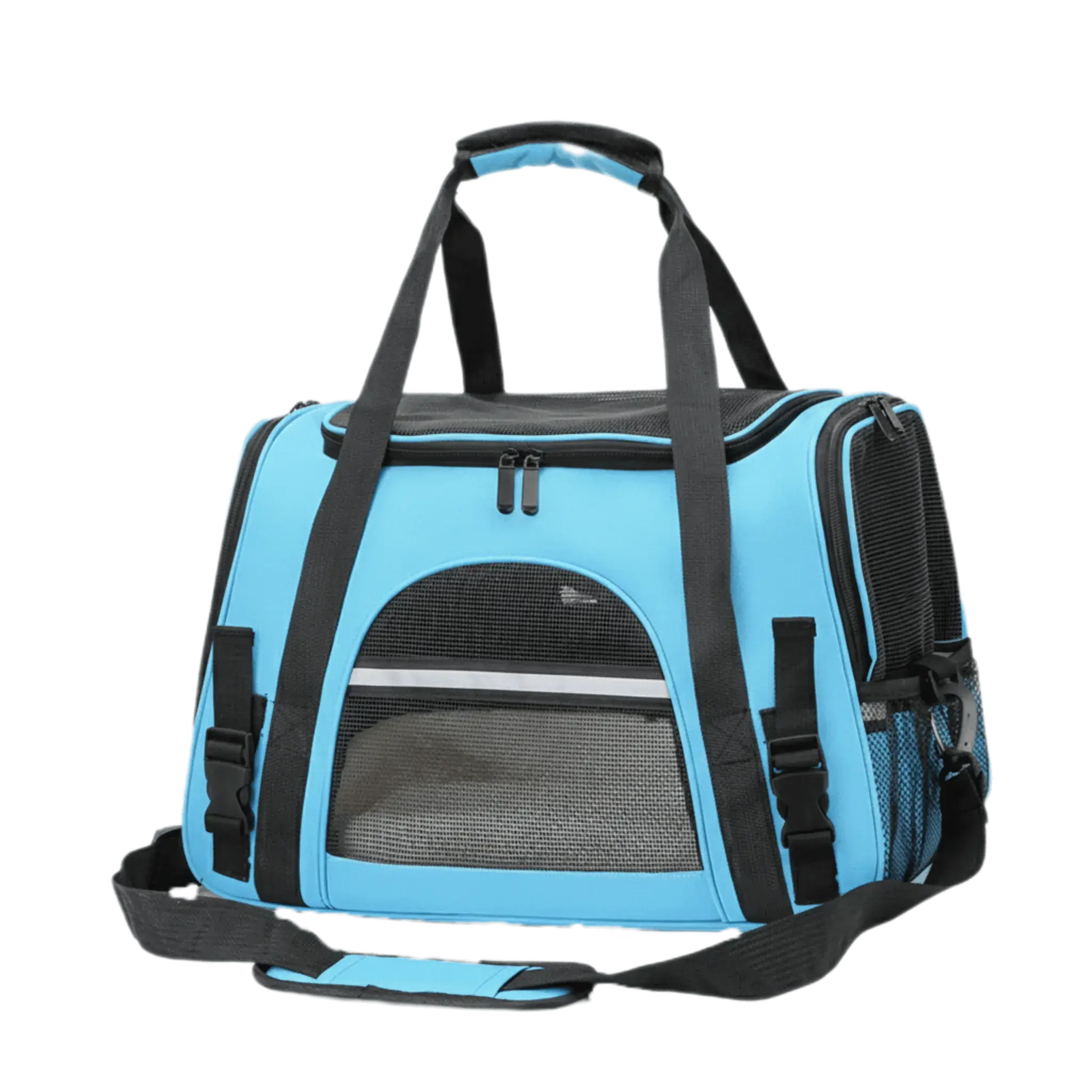 Blaue Pawshell Tragetasche für kleine Hunde und Katzen, ideal für Reisen und Tierarztbesuche